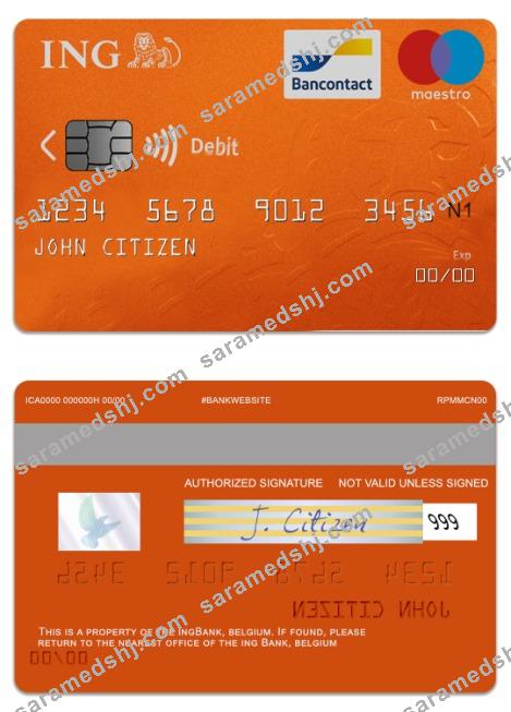 Belgium ING bank maestro debit card
